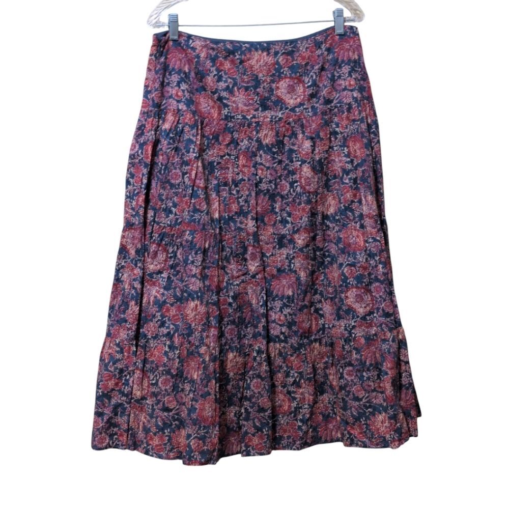Chaps 90s Y2K cotton floral paisley Flowy Tiered Skirt broomstick boho size 10
